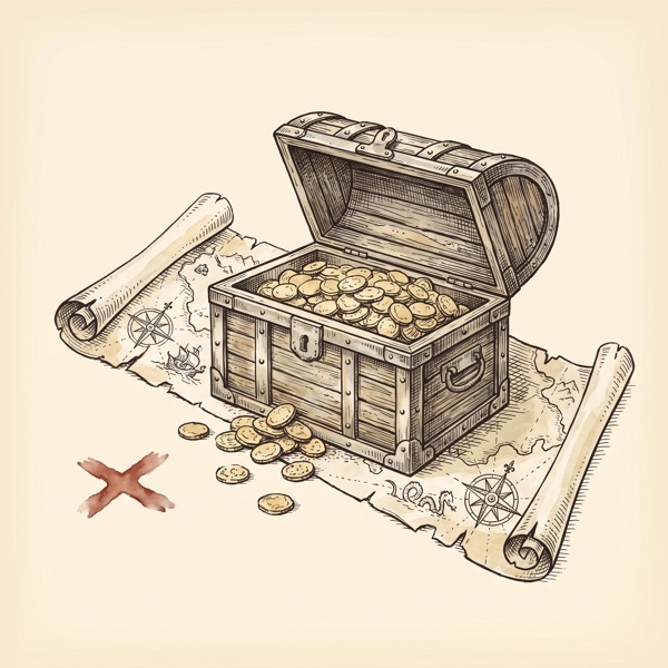 An open treasure chest: where the route leads